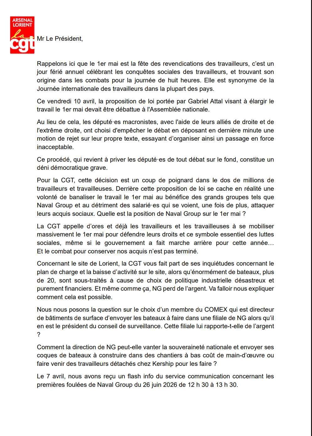 Déclaration Liminaire CSE 14 Avril 2026