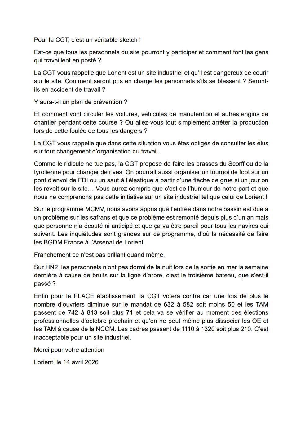 Déclaration Liminaire CSE 14 Avril 2026