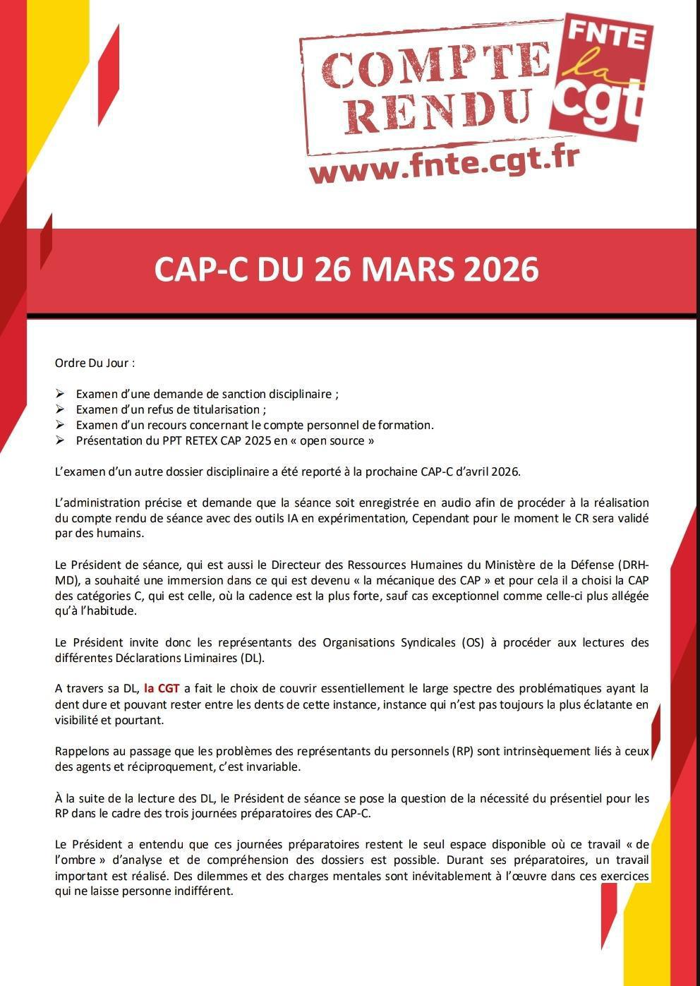Compte Rendu CAP-C du 26 mars 2026