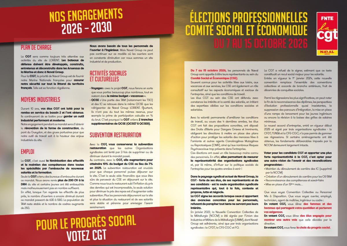 ÉLECTIONS CSE : Profession de foi CGT