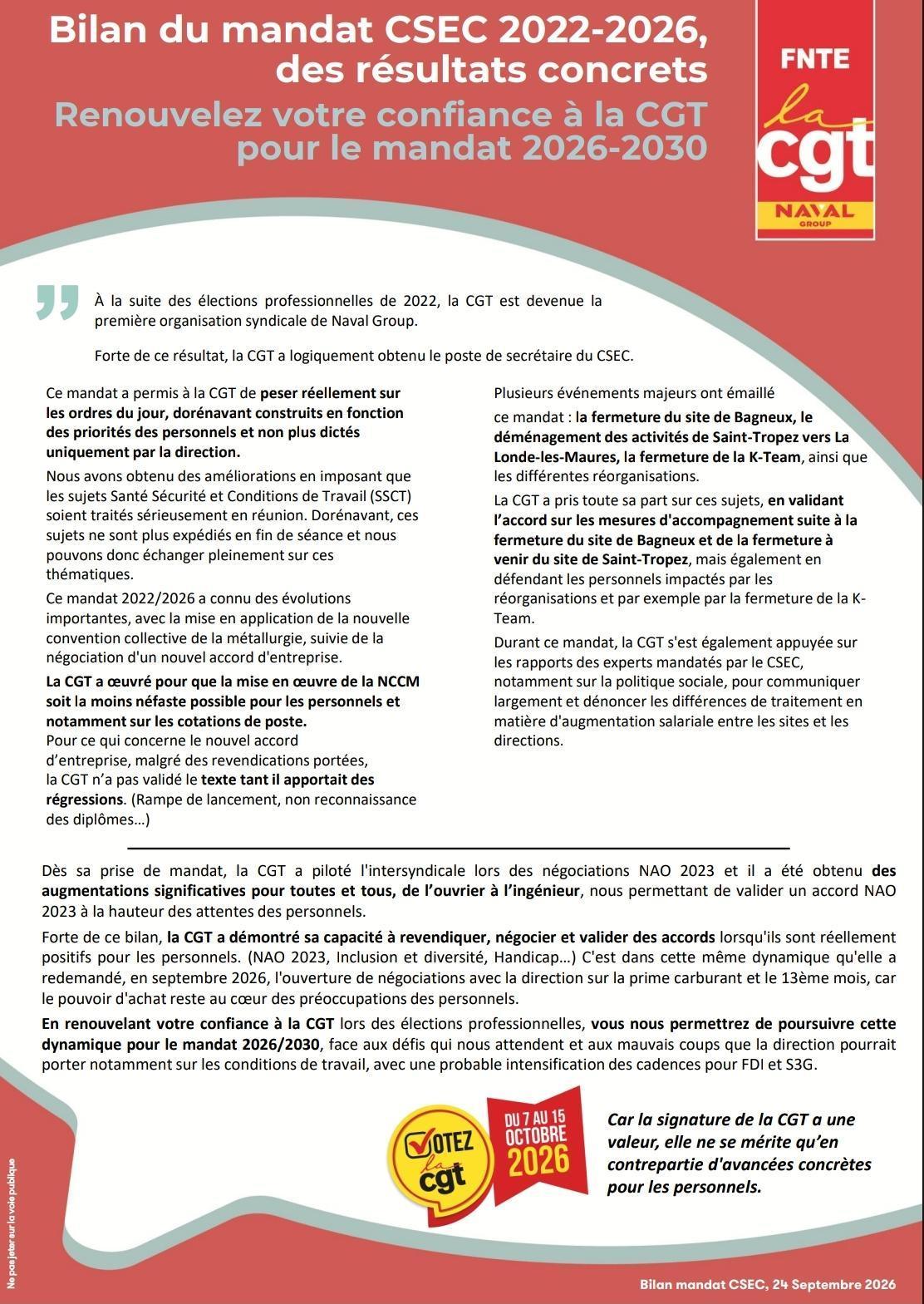 Des résultats concrets : bilan du mandat CGT au CSEC 2022-2026 