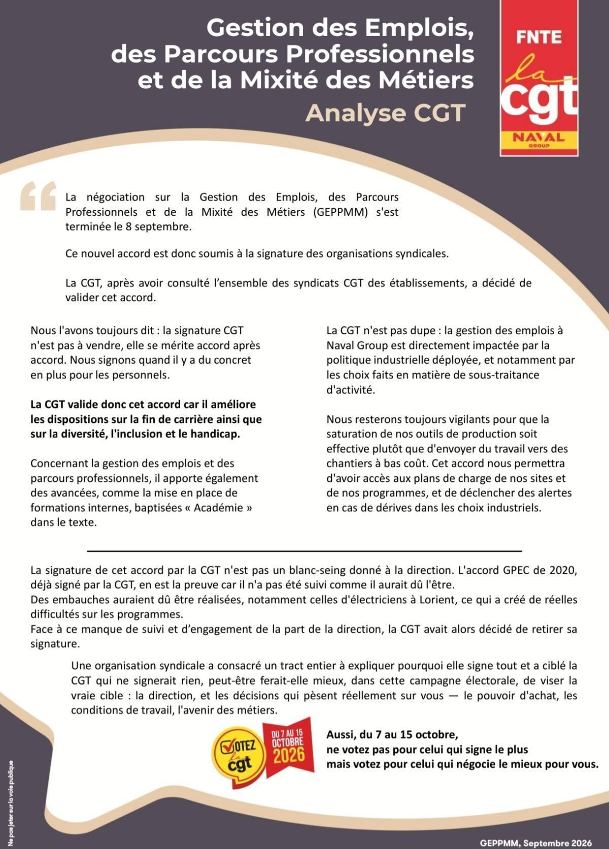 La CGT signe l'accord Gestion des Emplois, des Parcours Professionnels et de la Mixité des Métiers