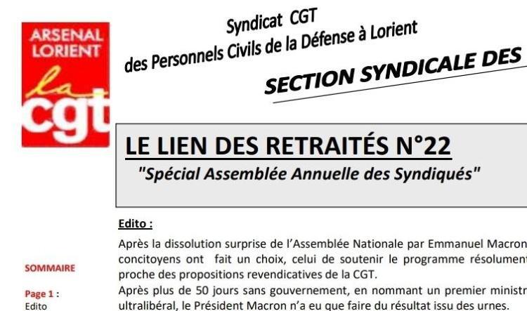 Le lien des retraités N°22 Novembre 2024