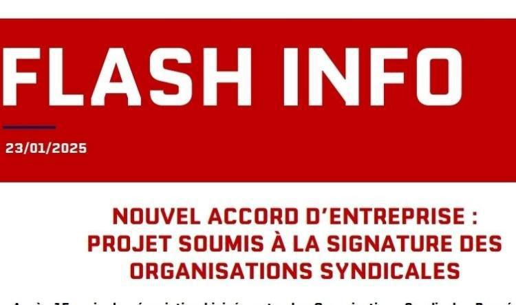 Nouvel Accord d'Entreprise soumis à la signature 