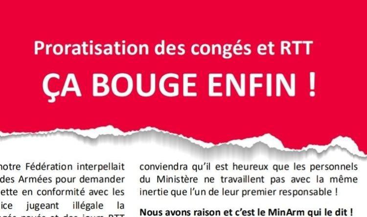 Proratisation des congés et RTT ÇA BOUGE ENFIN !