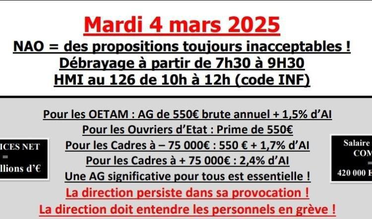 NAO : Débrayage + assemblée générale le Mardi 4 Mars