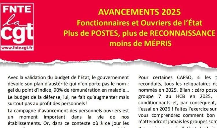 AVANCEMENTS 2025 Fonctionnaires et Ouvriers de l’État : Plus de POSTES, plus de RECONNAISSANCE  moins de MÉPRIS