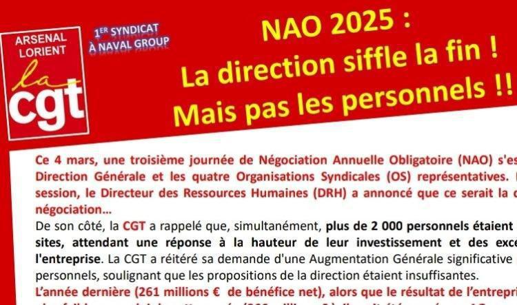 NAO 2025 : la direction siffle la fin mais pas les personnels !!