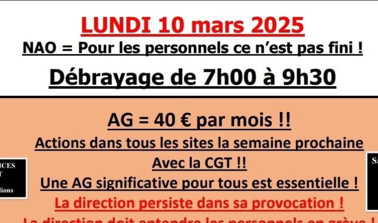 NAO 2025 : Débrayage Lundi 10 Mars pour les personnels ce n'est pas fini !