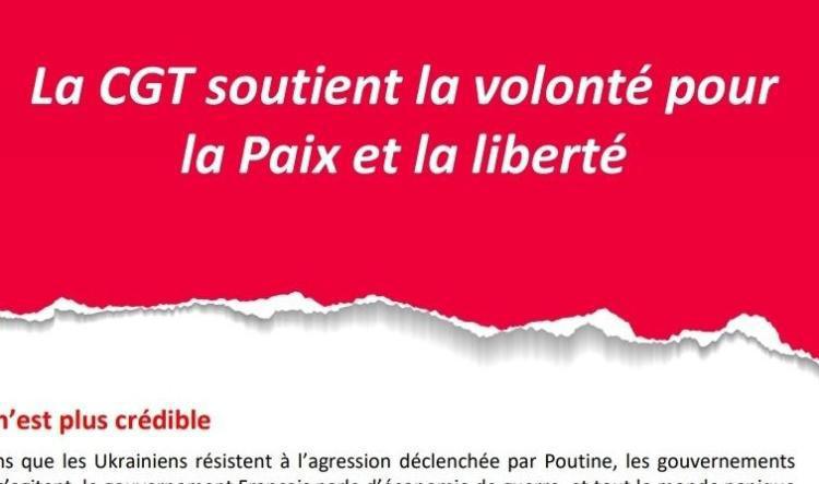 La CGT soutient la volonté pour la Paix et la Liberté