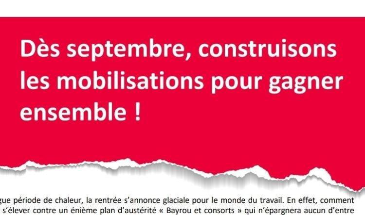 Dès septembre, construisons les mobilisations pour gagner ensemble!