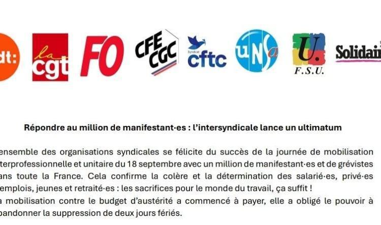 L'intersyndicale lance un ultimatum