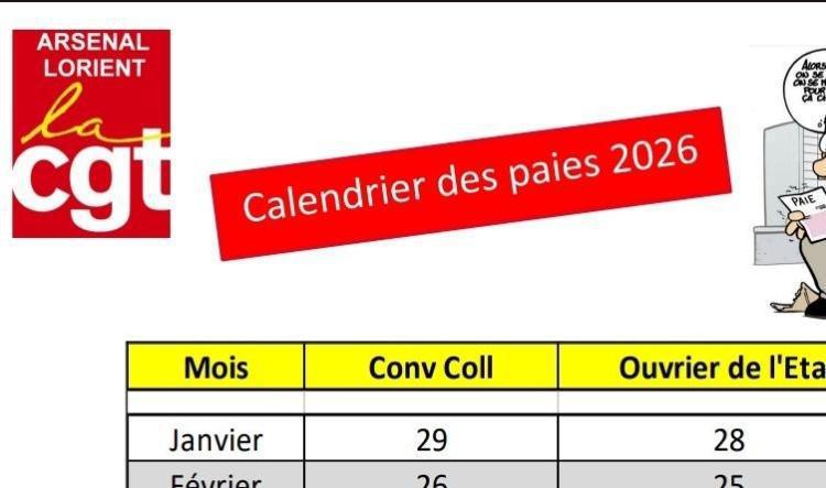 Calendrier des paies 2026 Naval Group