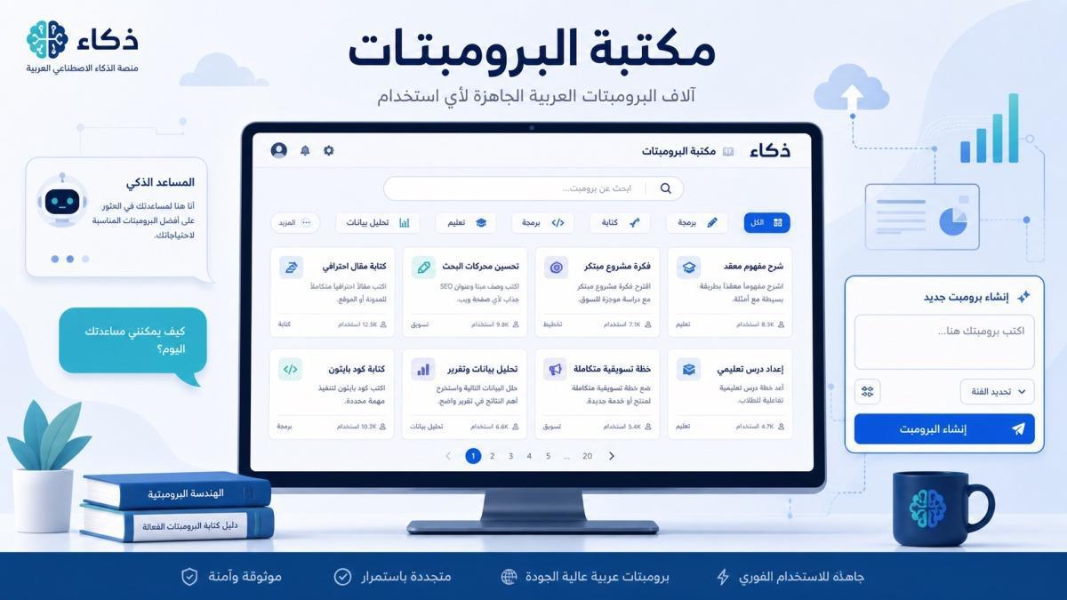 منصة "ذكاء" تطلق مكتبة برومبتات عربية