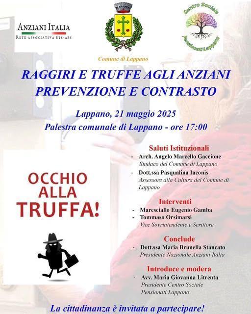 Raggiri e Truffe agli Anziani Prevenzione e Contrasto (inizio ore 17:00)