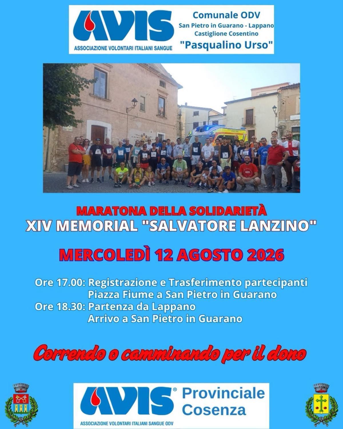 Maratona della Solidarietà- XIV Memorial "Salvatore Lanzino" (Inizio ore 17.00)