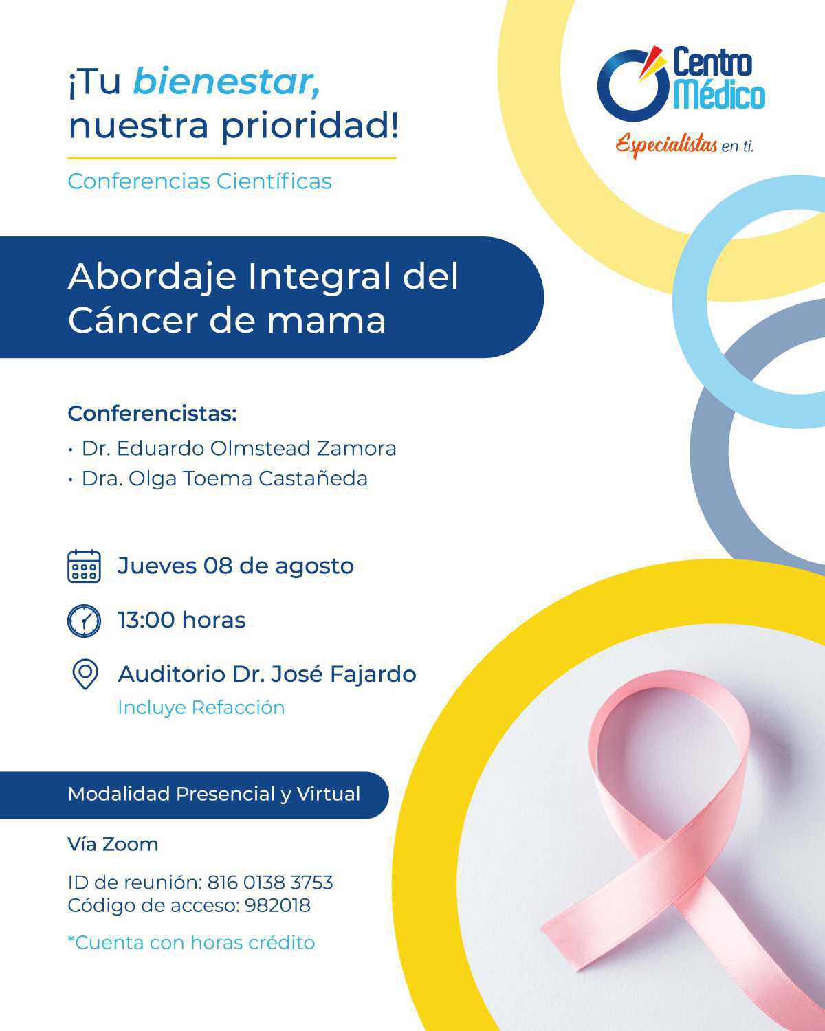 08 de Agosto | Abordaje Integral del Cáncer de mama 08 de Agosto | Abordaje Integral del Cáncer de mama