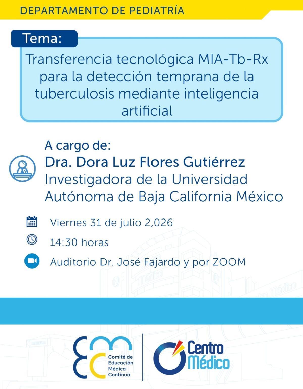 Transferencia tecnológica MIA-Tb-Rx para la detección temprana de la tuberculosis mediante inteligencia artificial