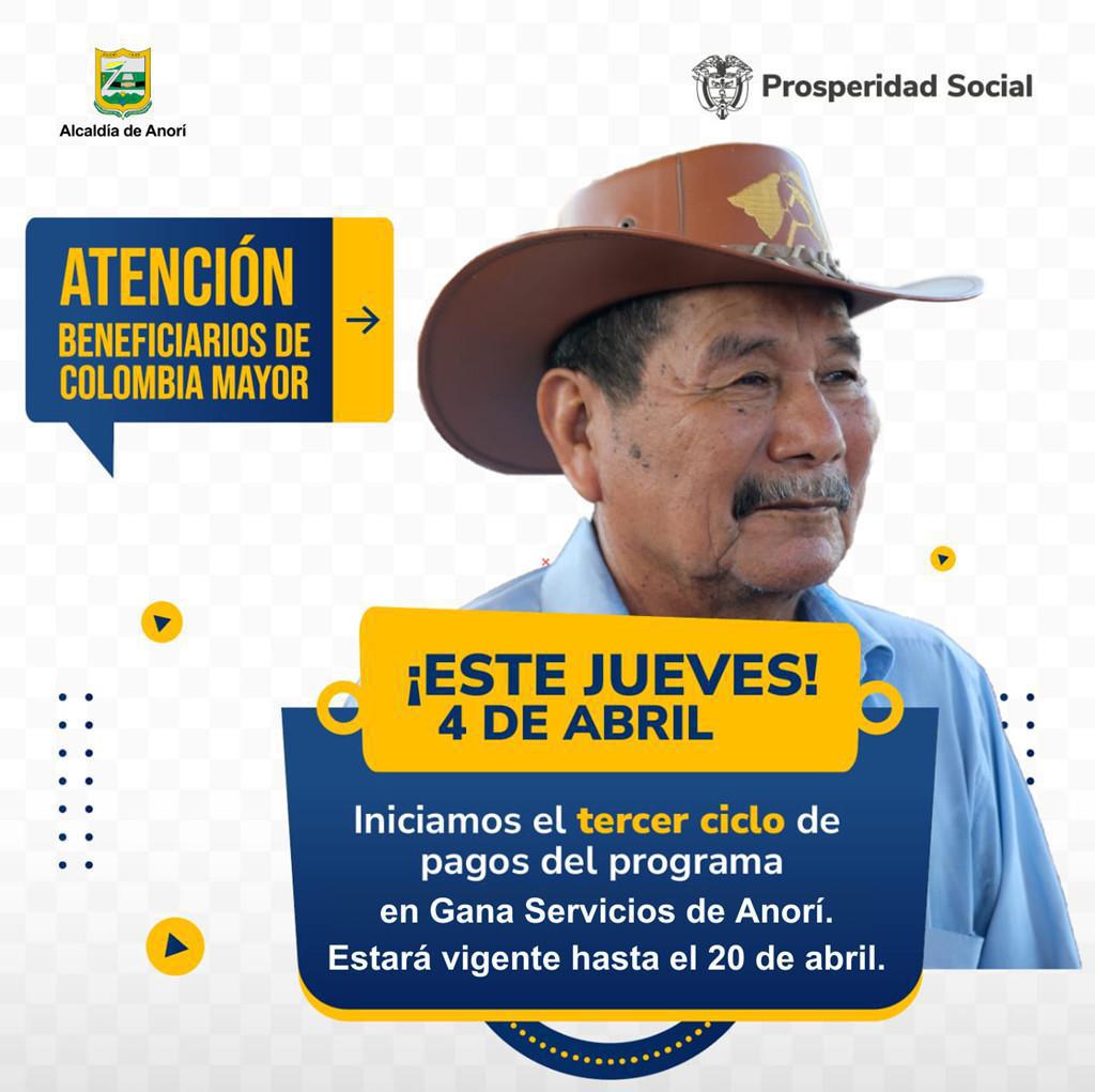 Recuerde los detalles importantes para el cobro de beneficios de Colombia Mayor en Anorí Recuerde los detalles importantes para el cobro de beneficios de Colombia Mayor en Anorí