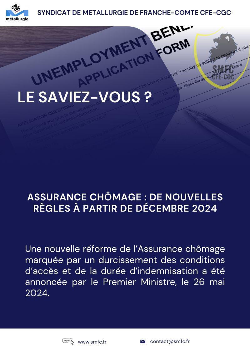 Assurance chômage : de nouvelles règles à partir de décembre 2024 Assurance chômage : de nouvelles règles à partir de décembre 2024