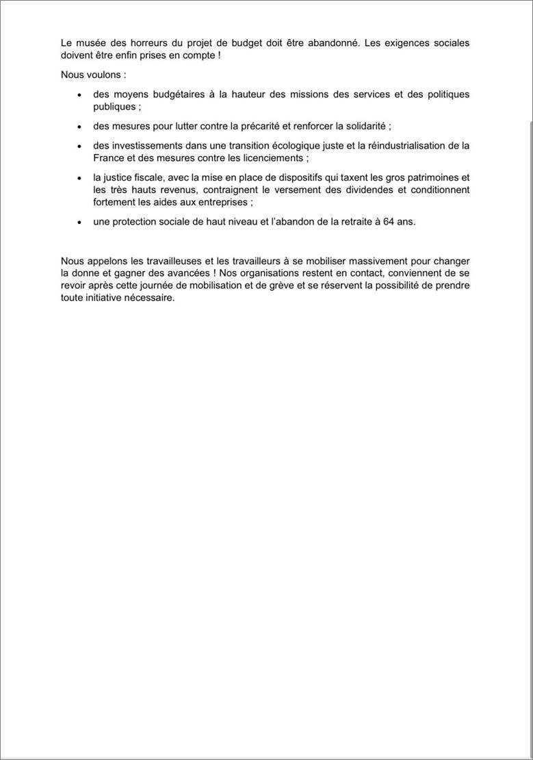 Journée de Mobilisation intersyndicale le 18 Septembre