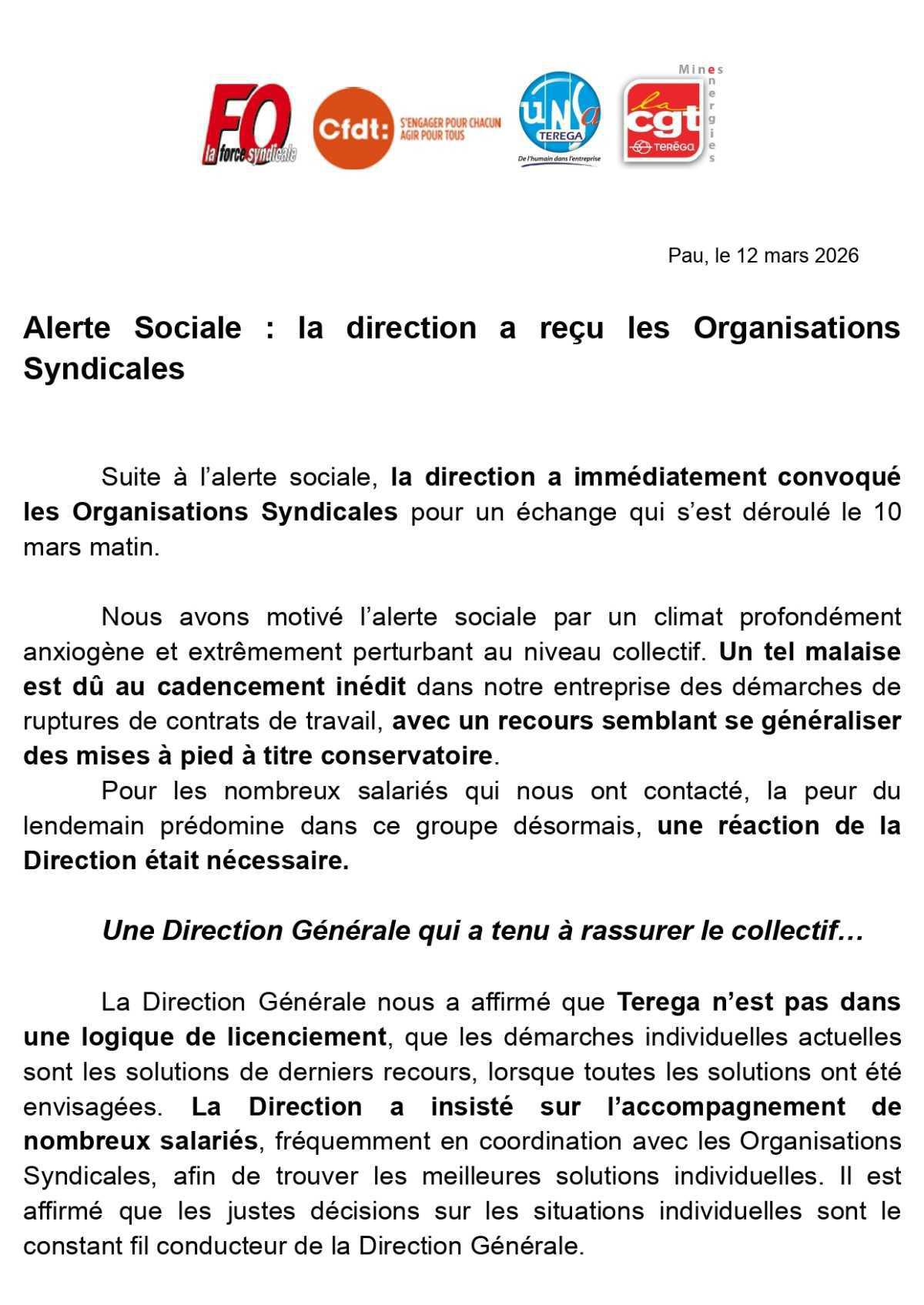 Communication Intersyndicale