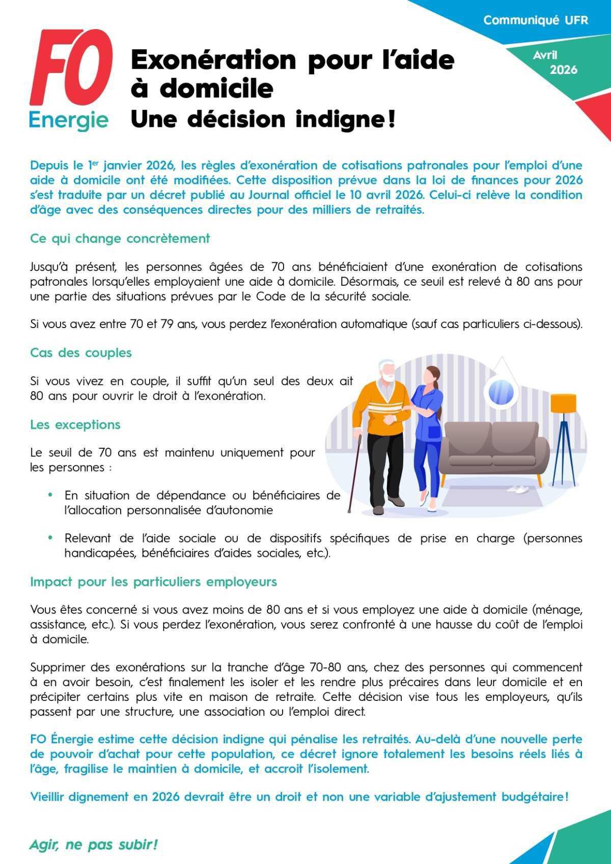 Exonération pour l'aide à domicile : une décision indigne