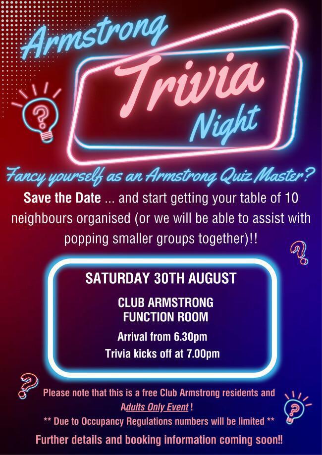 Save the Date!! Armstrong Trivia Night