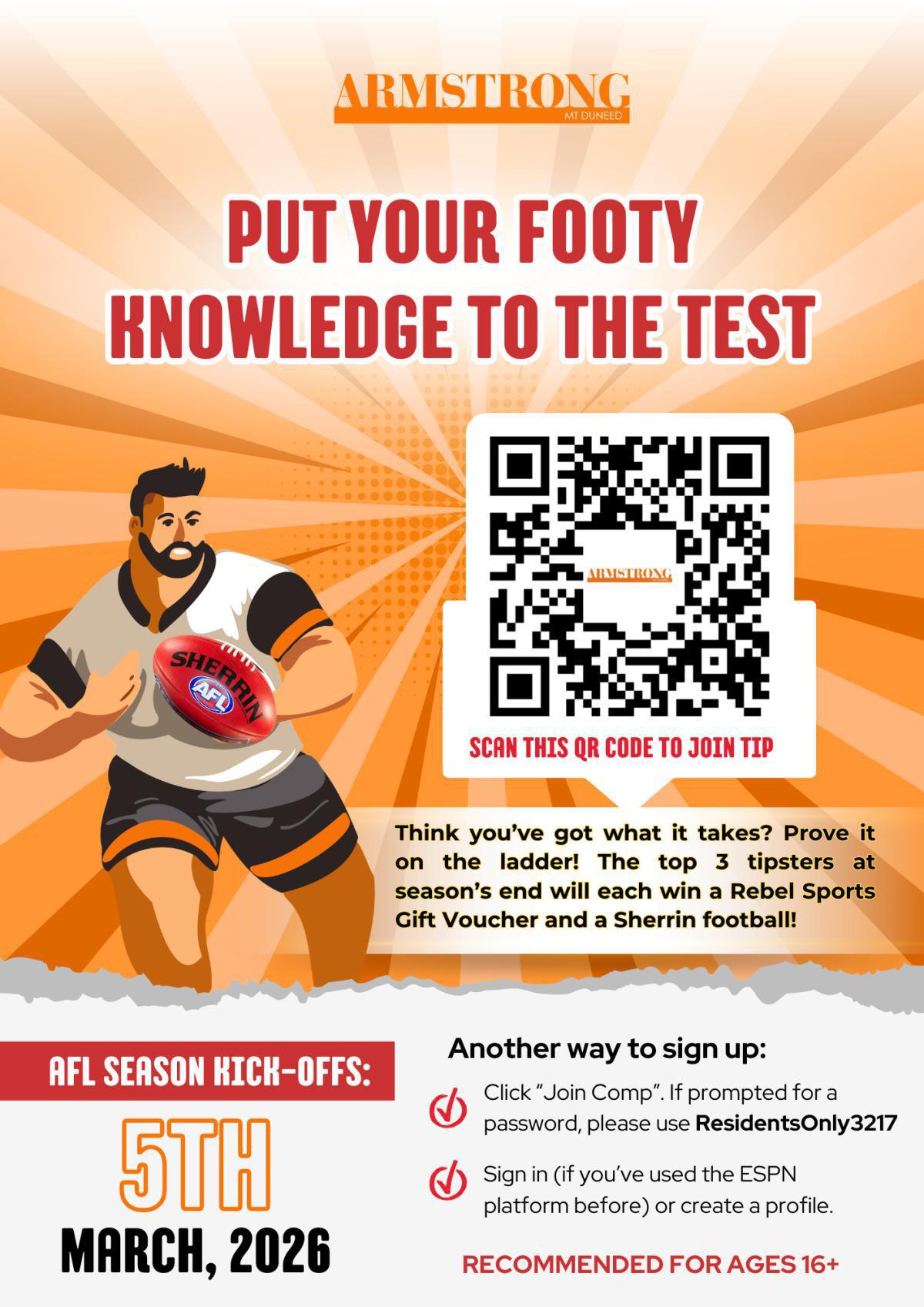 Footy Tipping Challenge at Club Armstrong!