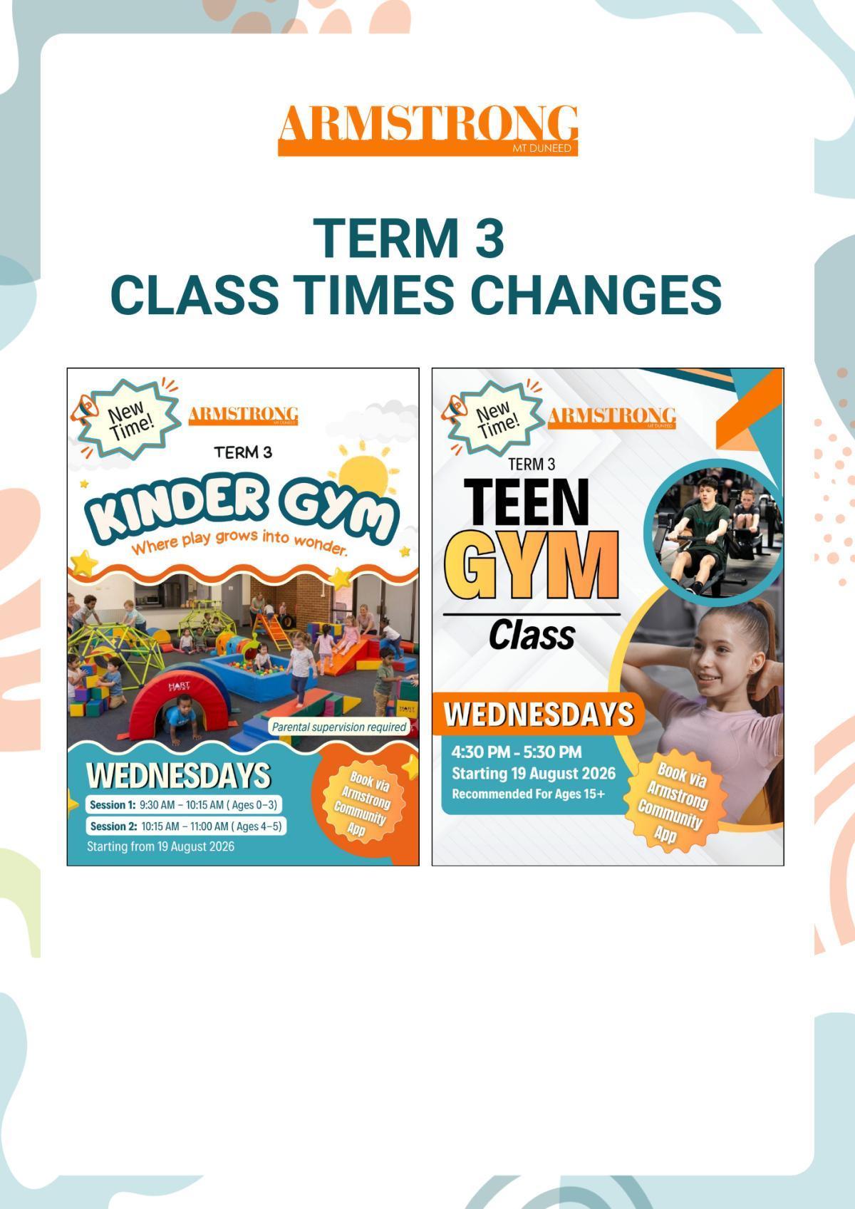 Kinder Gym and Teen Gym NEW TIMES
