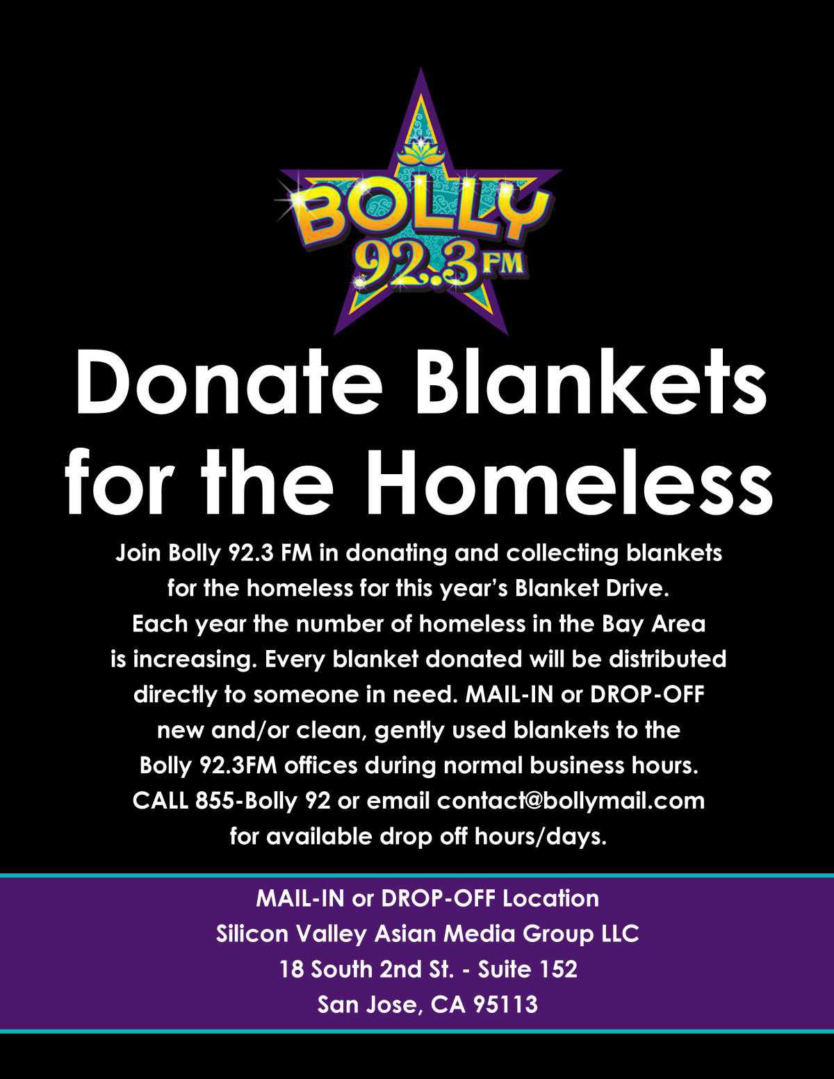 Bolly 92.3FM Blanket Drive Drop-Off Location