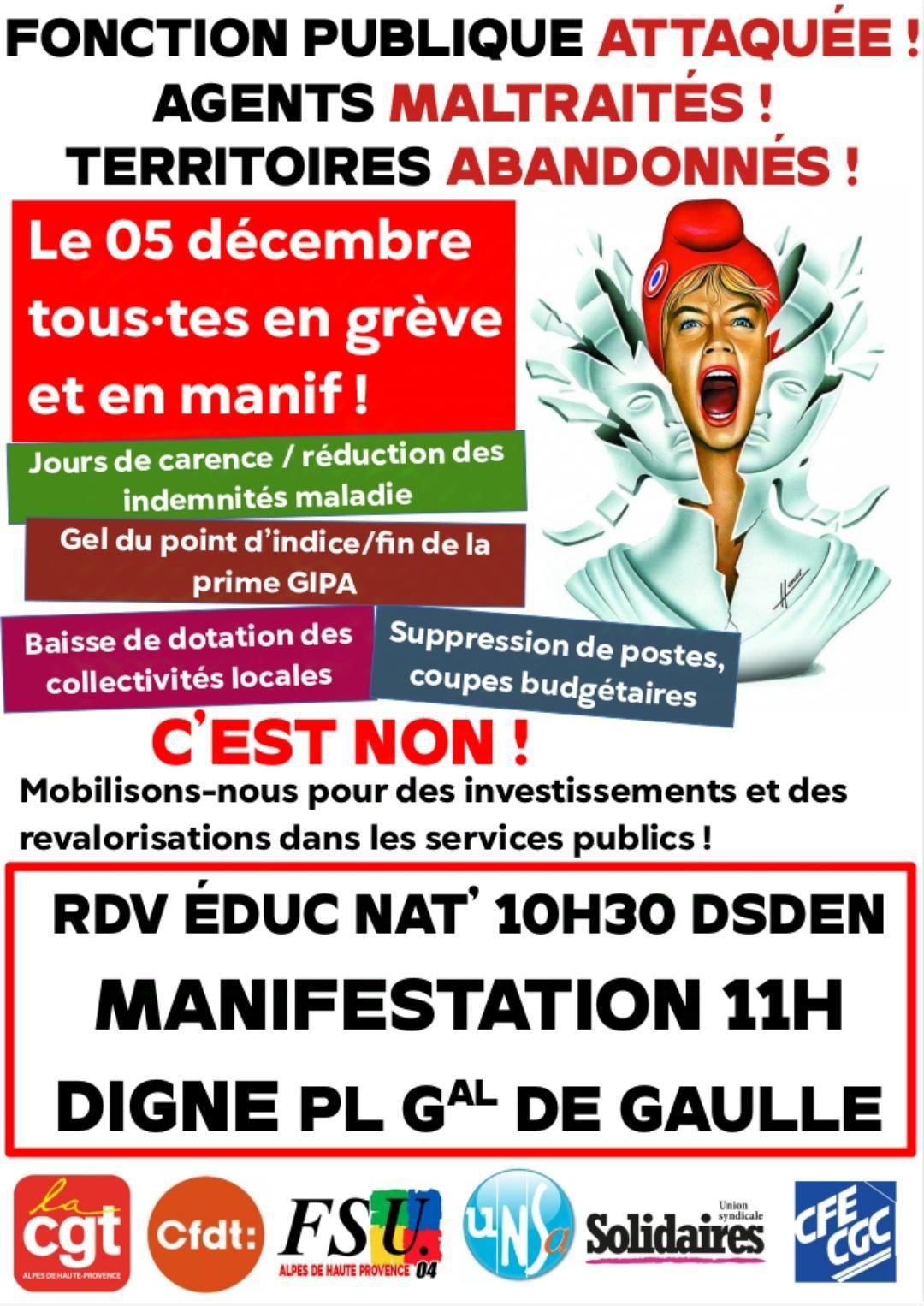 🚩Grève des Services Publics le 5 décembre 🚩Grève des Services Publics le 5 décembre
