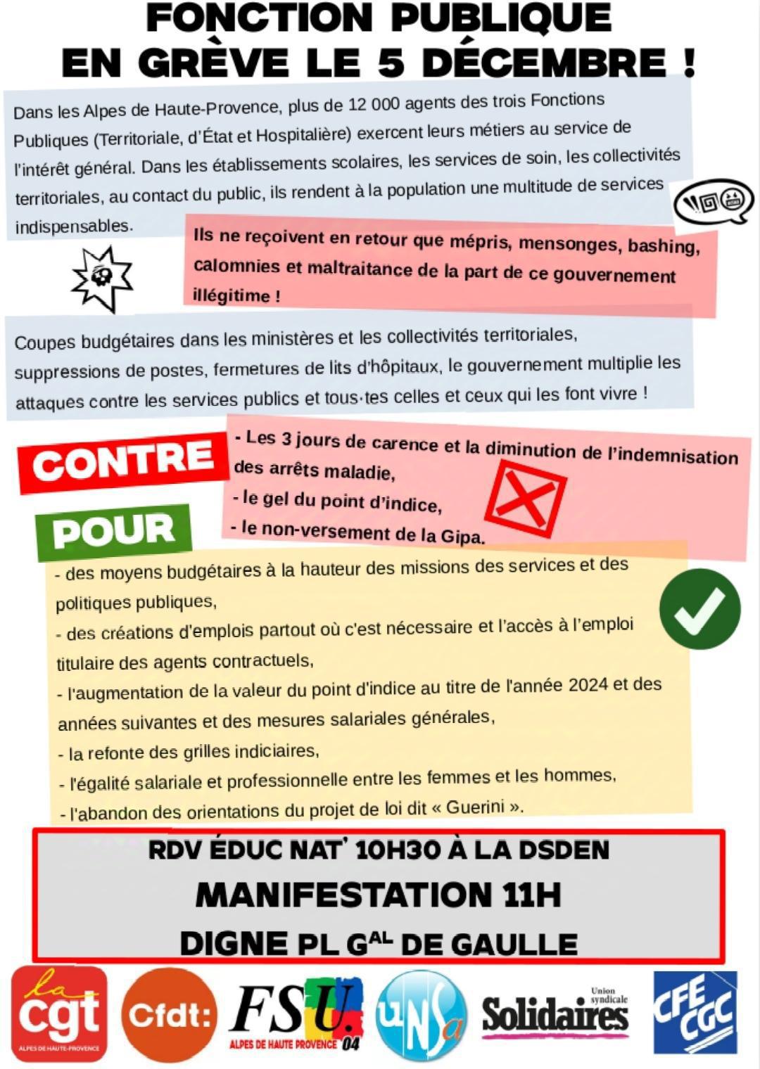 🚩Grève des Services Publics le 5 décembre 🚩Grève des Services Publics le 5 décembre