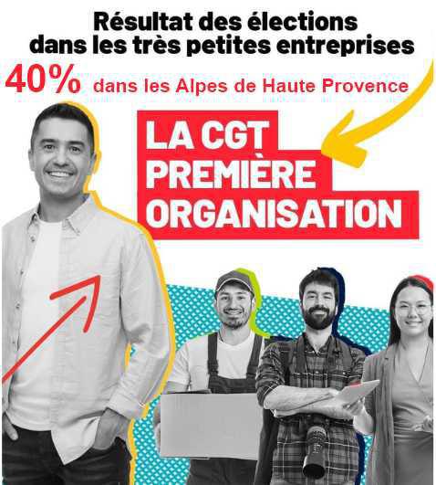 🎉Dans le 04, 40% des salariés TPE ont voté pour la CGT 🎉Dans le 04, 40% des salariés TPE ont voté pour la CGT