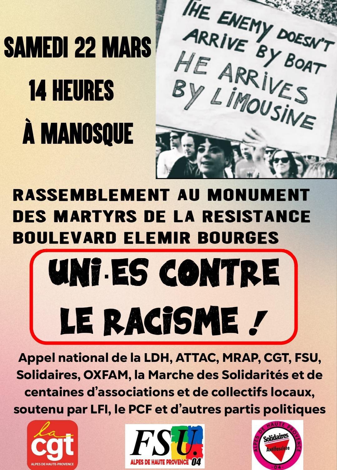 Contre le racisme : Appel à la mobilisation le 22 Mars