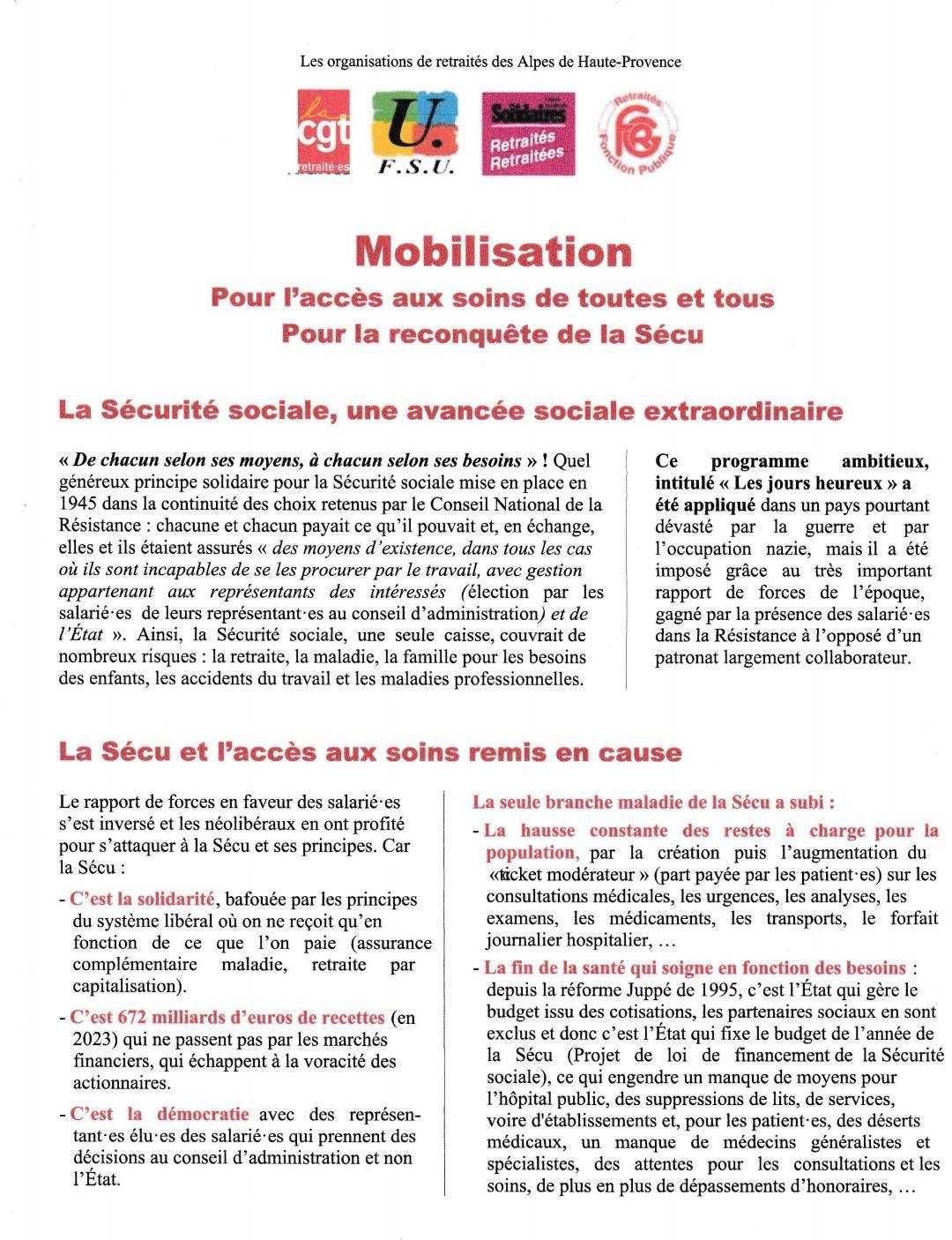 Mobilisation des retraités devant l'ARS ce 20 mars