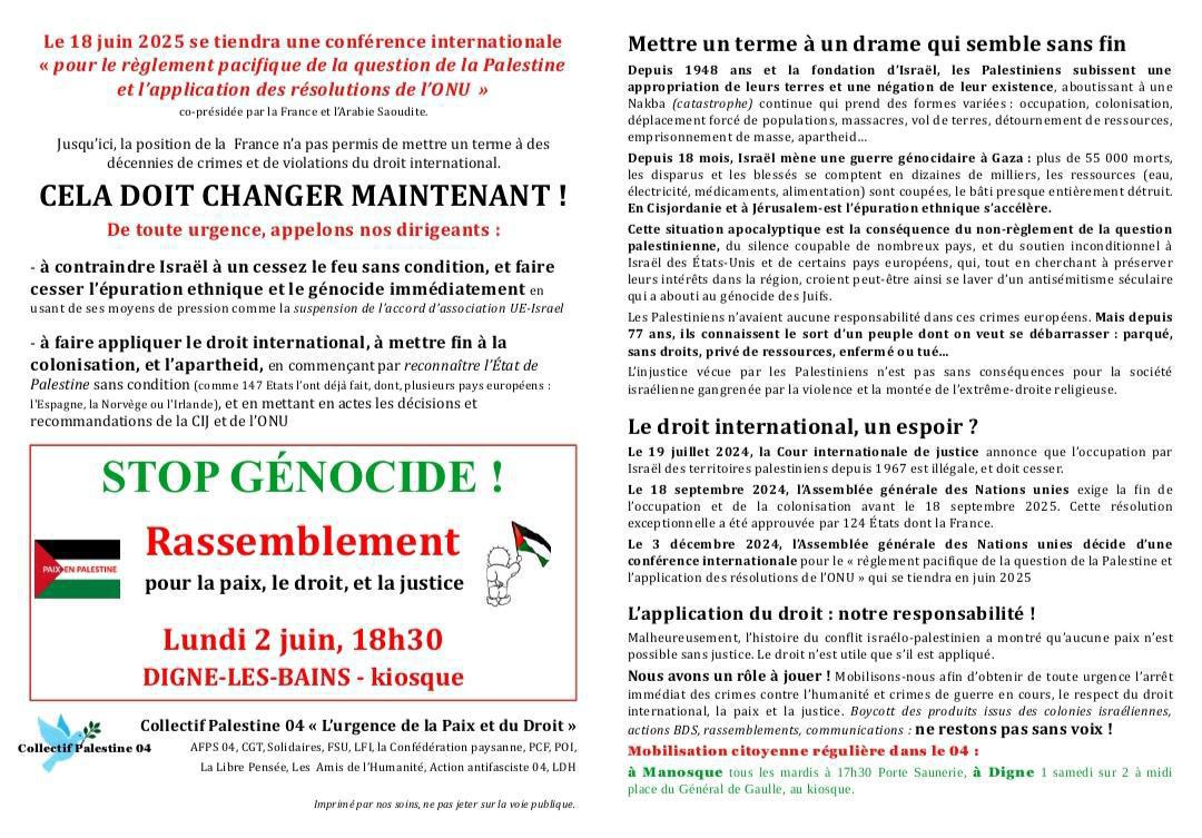 Stop Génocide Rassemblement pour la paix 