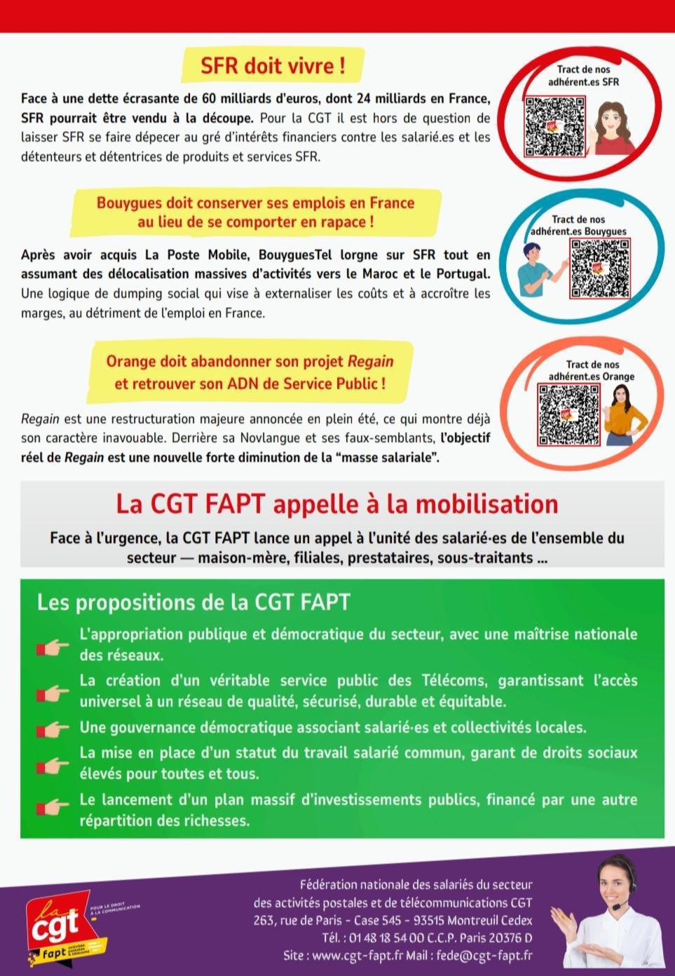CGT FAPT : les télécommunications secteur stratégique ou jeu de Monopoly ?