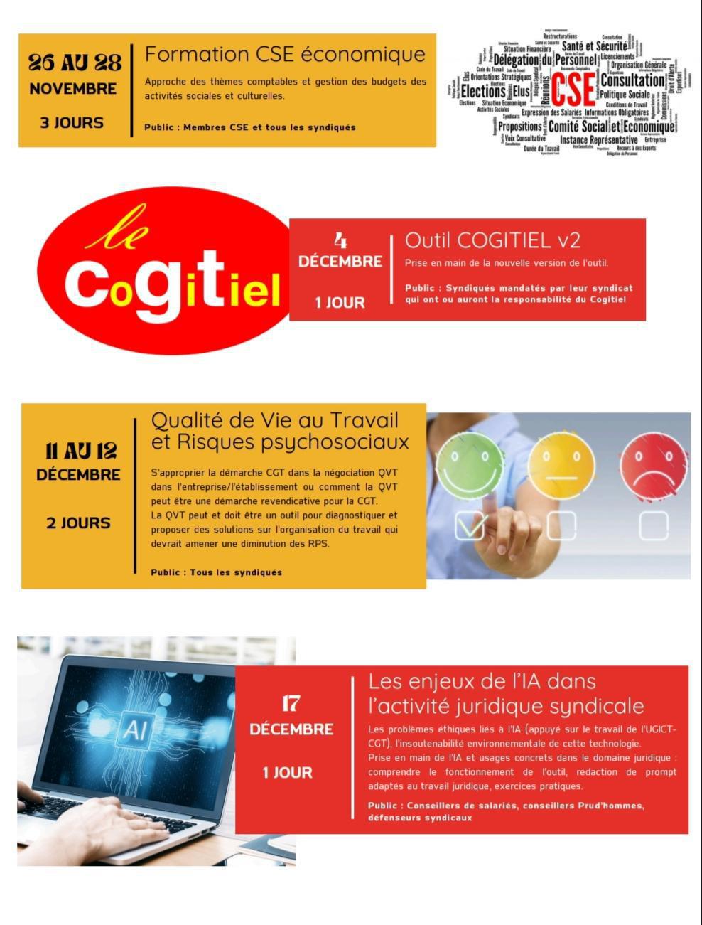 Programme de formation de l'UD - dernier trimestre 2025