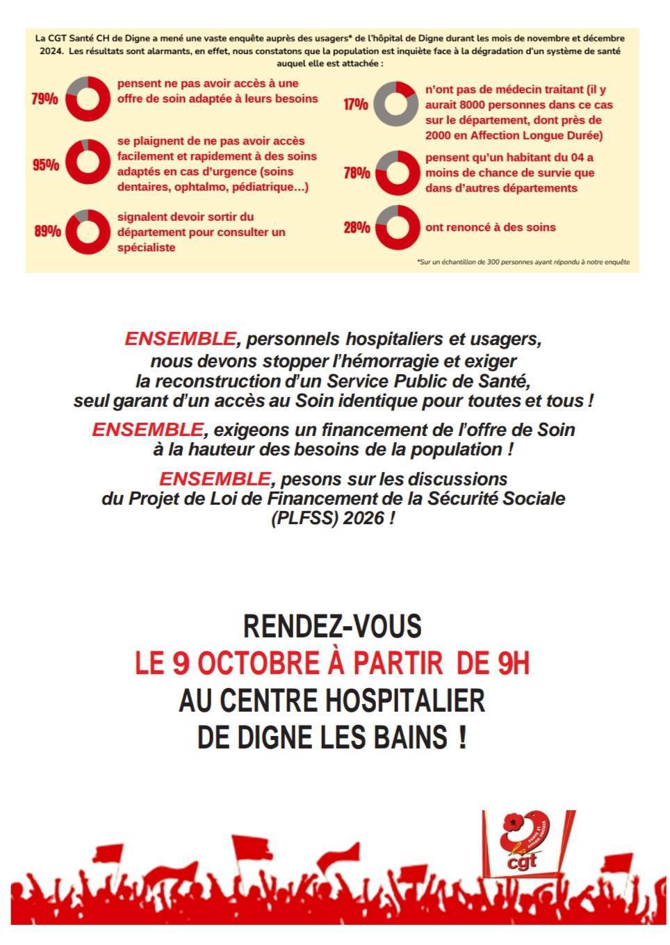🚨9 octobre la CGT appelle à la défense de la Sécurité Sociale et l'accès aux soins