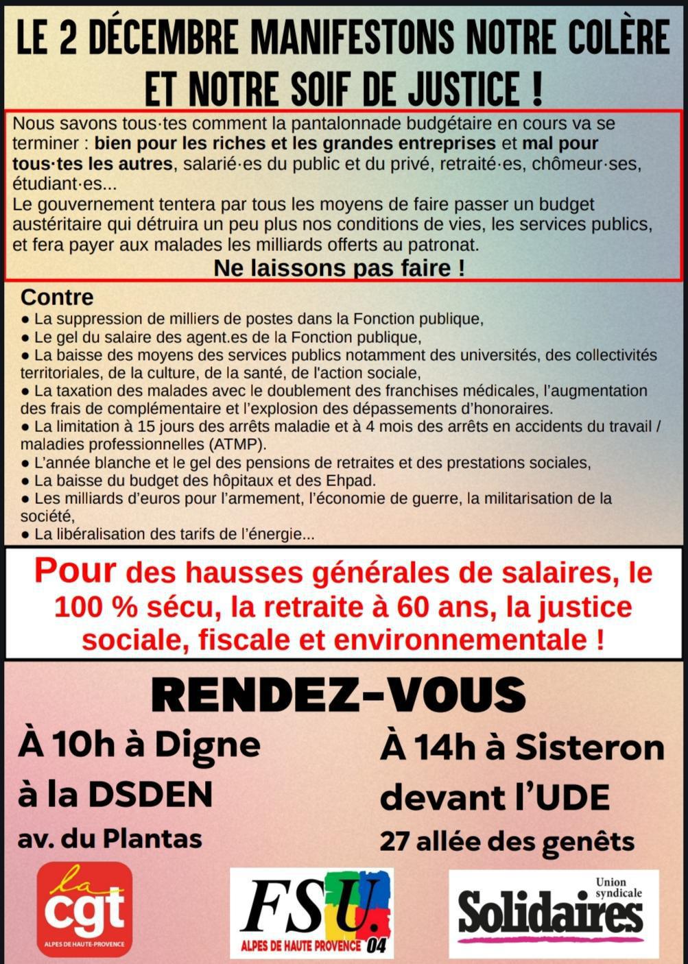 📣Mobilisation du 2 décembre 