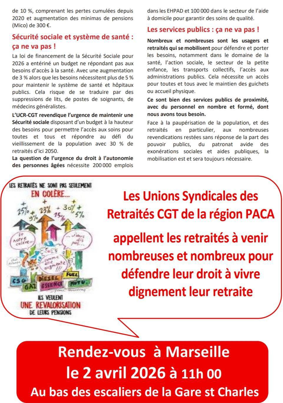 Le 2 avril, les retraités de la région se mobilisent !