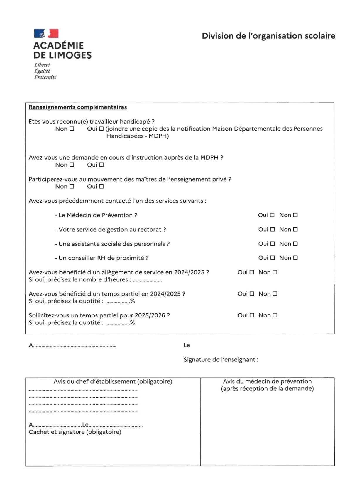 CIRCULAIRE Allègement de service 2025-2026