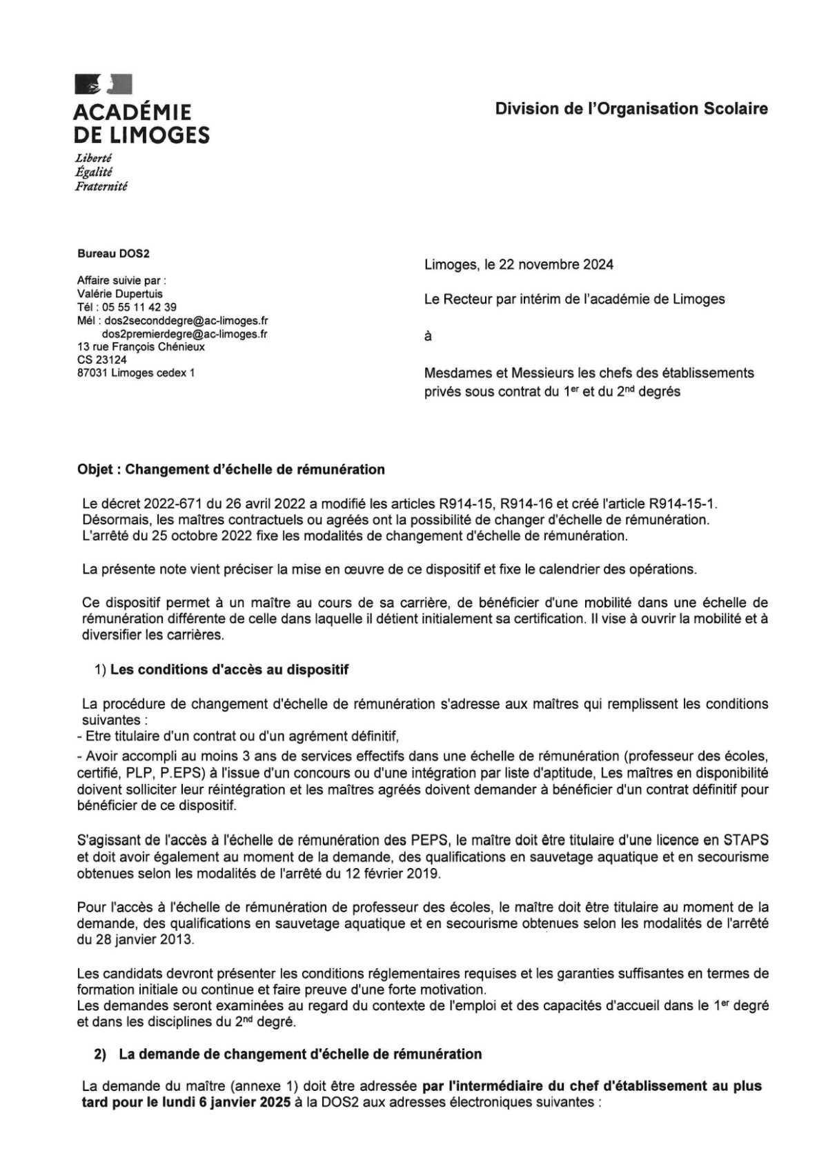 CIRCULAIRE Échelle de rémunération 2025-2026