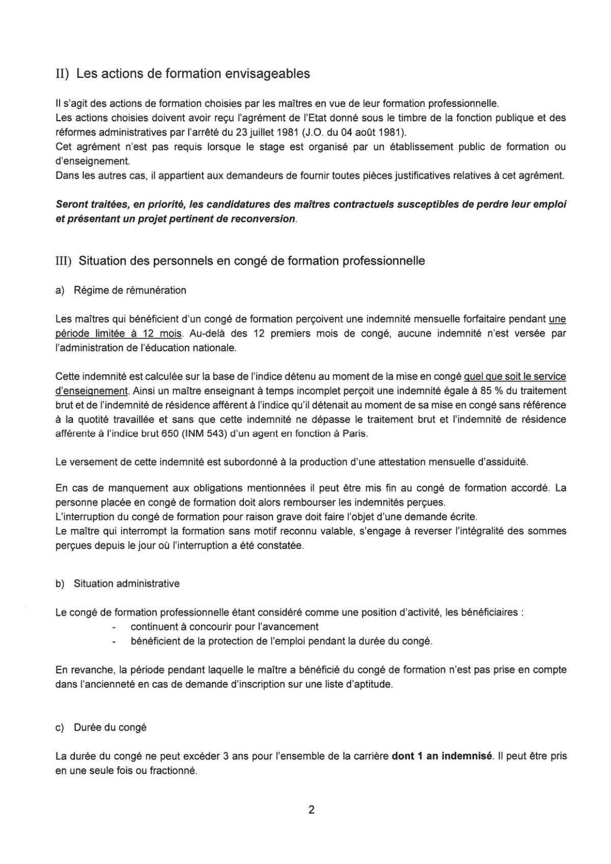 CIRCULAIRE Congés de formation 2025-2026