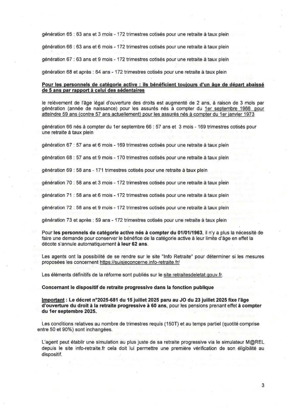 DEMANDE DE RETRAITE - RETRAITE PROGRESSIVE