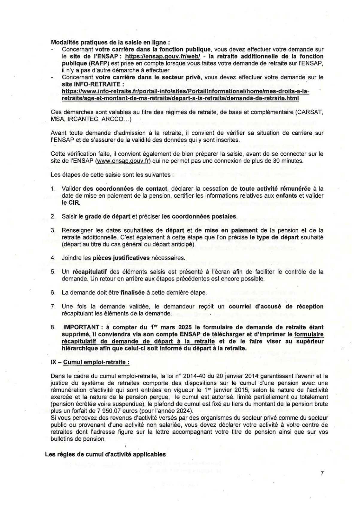 DEMANDE DE RETRAITE - RETRAITE PROGRESSIVE