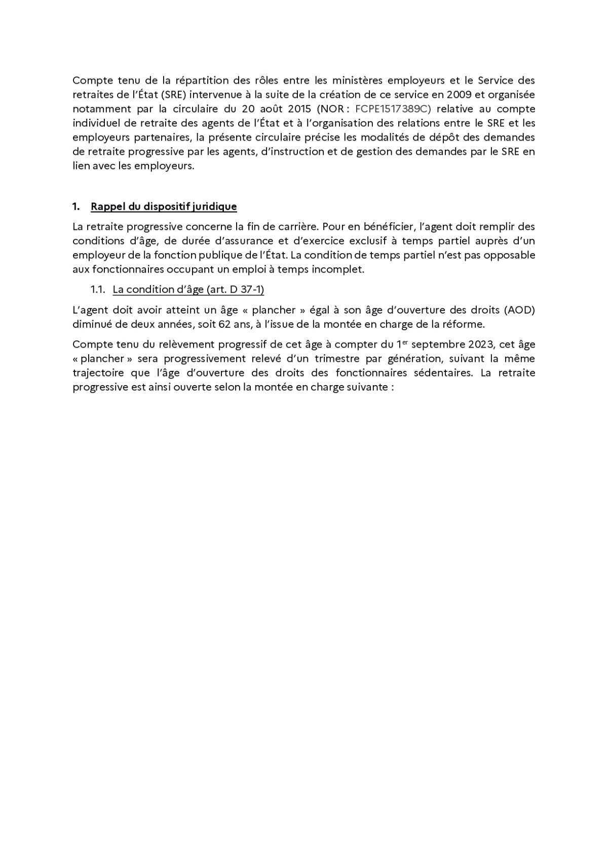 DEMANDE DE RETRAITE - RETRAITE PROGRESSIVE