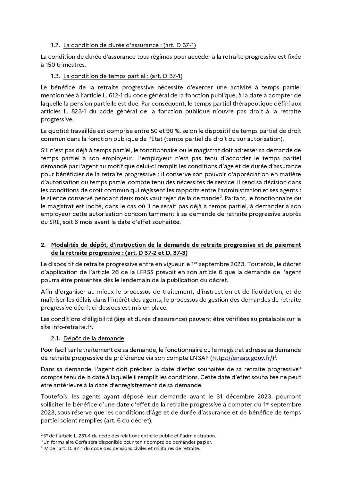 DEMANDE DE RETRAITE - RETRAITE PROGRESSIVE