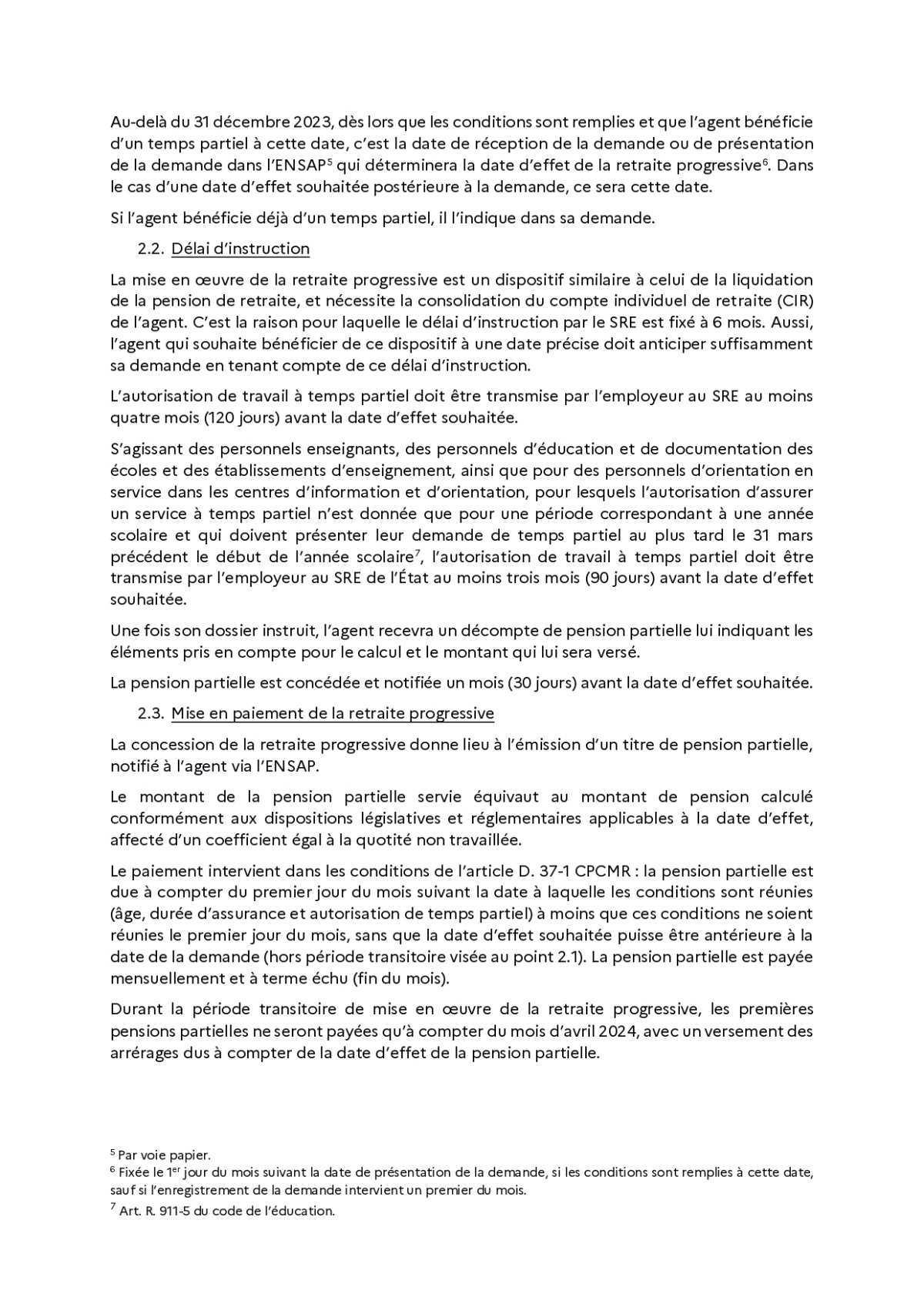 DEMANDE DE RETRAITE - RETRAITE PROGRESSIVE